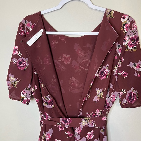 ASTR The Label Wrap Front Burgundy Floral Dress size XL - Picture 14 of 14